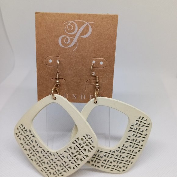 NWT Plunder Ella Claire Fashion Tan Boho Large Chunky Drop Dangle Earrings #60 - Picture 5 of 5